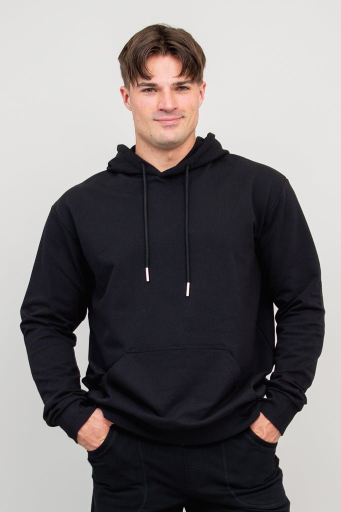 JoeJoe Men's Cotton Hoodie - Soft & Comfortable Black Pullover Sweatshirt for Casual Wear, Gym & Outdoor Activities