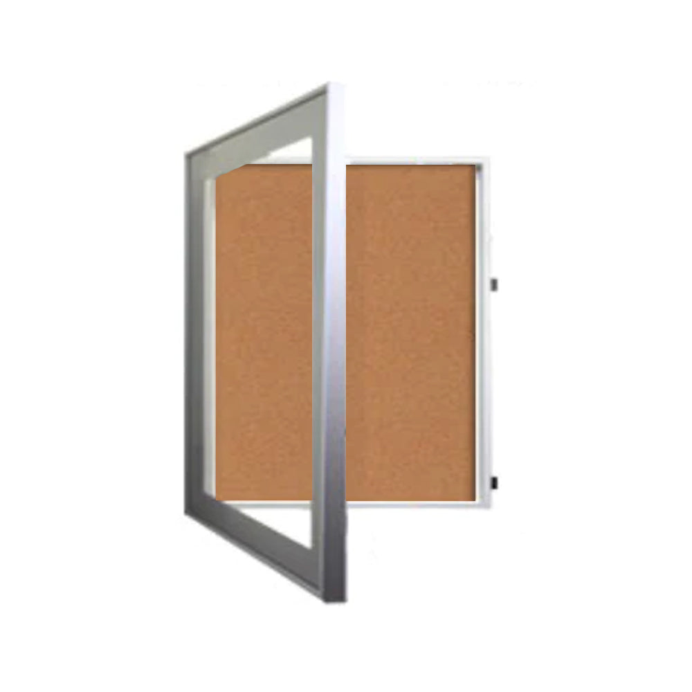20x24 Inch SwingFrame Designer Metal Framed Lighted Cork Board Display Case - 3 Deep for Office, Home, or Classroom Organization & Decoration