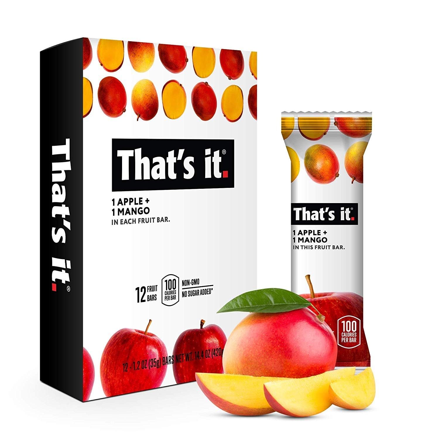 Organic Apple Mango Fruit Bars - Pack of 12 | Healthy Snacks for Kids & Adults | On-the-Go Energy Boost for Hiking, School Lunches & Office Breaks
