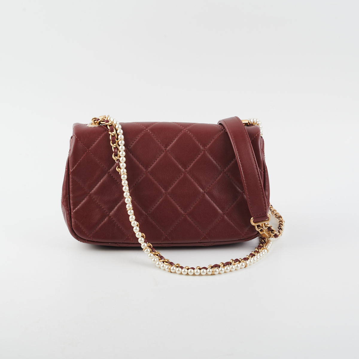 Chanel Quilted Crystal Pearls Flap Bag in Burgundy - Luxury Crossbody Purse for Women, Perfect for Parties, Weddings & Evening Events