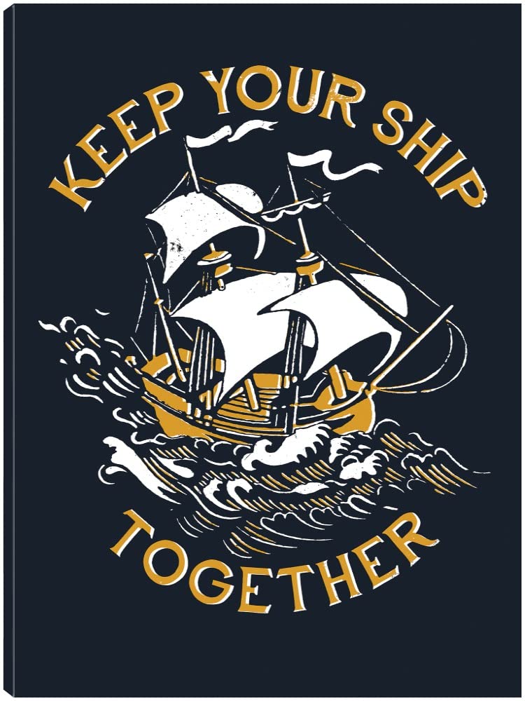 Keep Your Ship Together Fine Art Canvas Wall Decor by Michael Buxton - 42x56 Inch Ready to Hang Painting for Living Room, Bedroom, Office & More - Nautical Theme Home Decor for Coastal, Beach House or Sailor's Den