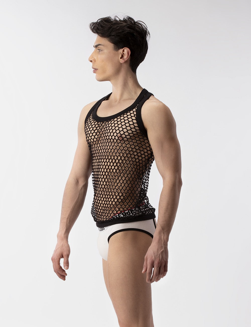 Barcode Berlin Daniya Fishnet Tank Top - Black | Sexy Mesh Crop Top for Women | Perfect for Night Out, Clubwear, and Party Outfits