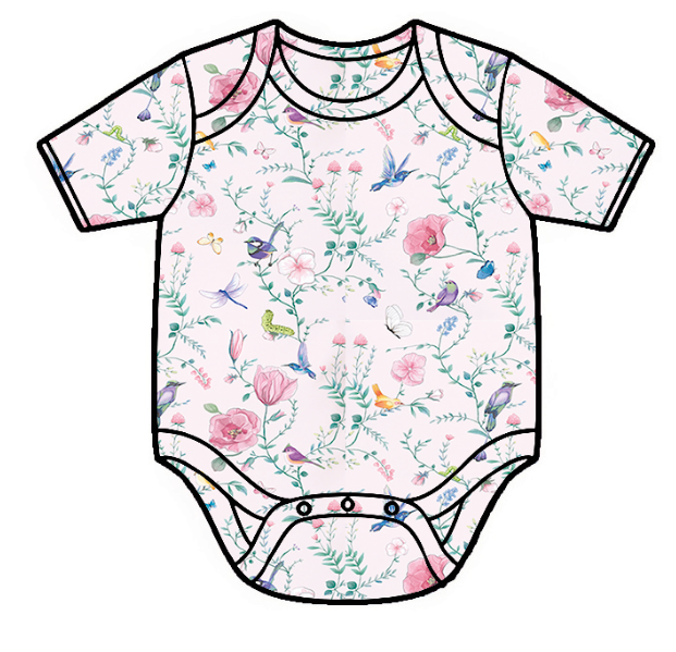 BODYSUITE MANGA Short Sleeve Jasmine Print Size 3/6 - Stylish & Comfortable for Kids' Daily Wear, Playtime & Special Occasions