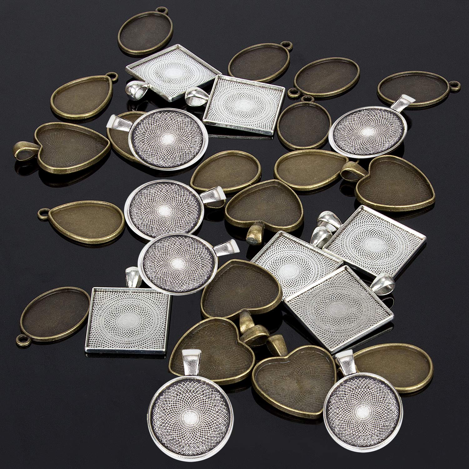 Premium HOMEIDOL Resin Jewelry Molds Kit - 30Pcs Metal Pendants (5 Styles) & Silicone Epoxy Casting Molds for DIY Pendant Crafting | Perfect for Handmade Jewelry, Gifts & Home Decor Projects
