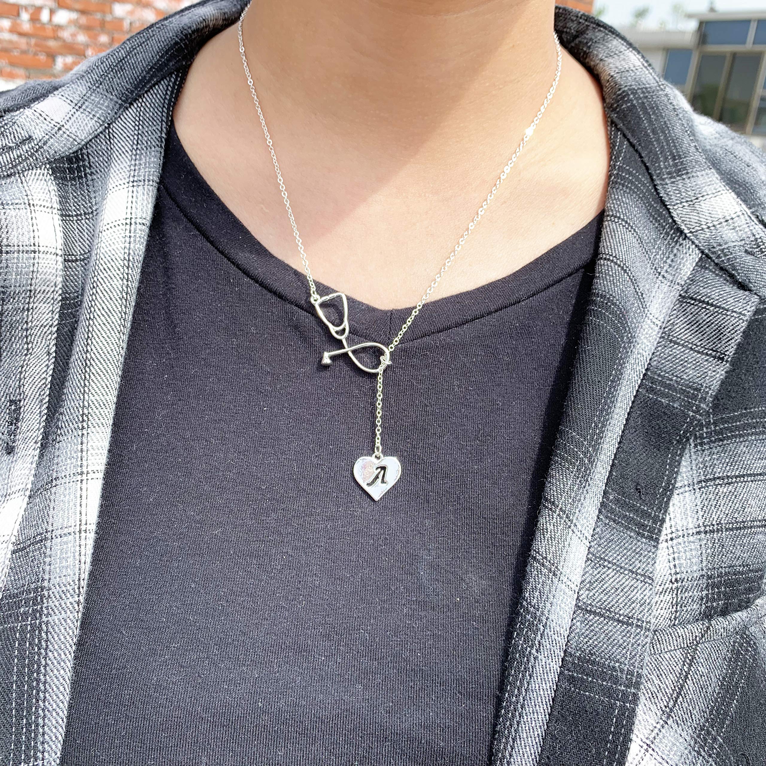 **Personalized Nurse Necklace for Women - Initial Nurse Graduation Gift, Nurses Week Appreciation Jewelry for Her - Perfect Nursing School Graduation & Student Nurse Gift - Ideal for Work, Clinicals & Special Occasions**