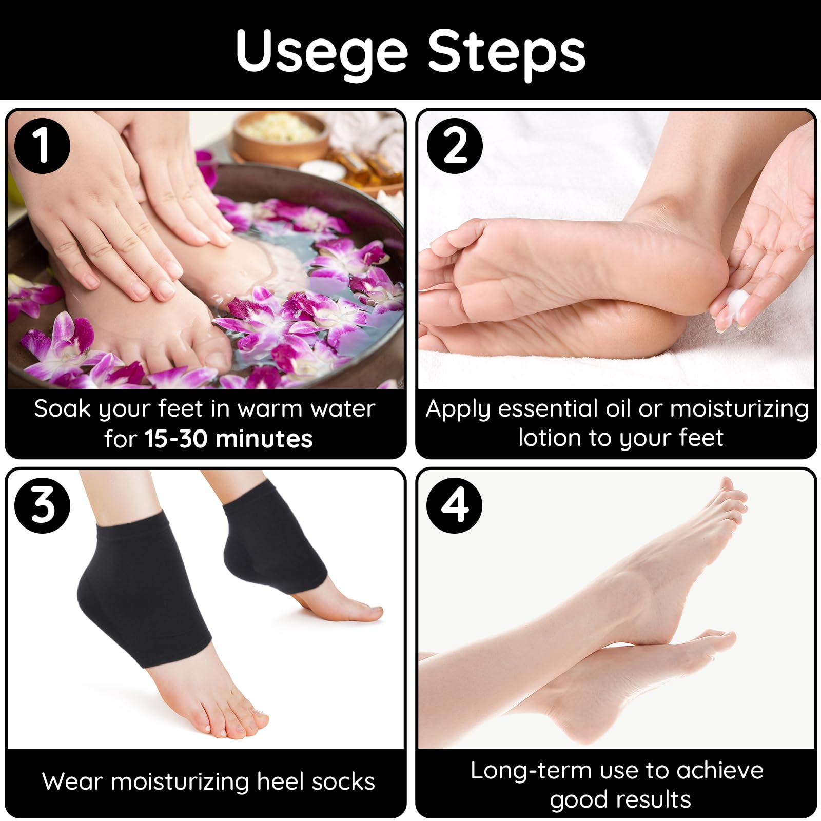 Segbeauty 12-Pack Heel Moisturizing Socks for Women - 6 Pairs Silky Gel-Lined Toeless Foot Socks for Dry, Cracked Heels | Overnight Moisture Therapy | Non-Slip SPA Socks for Foot Care & Relaxation | Perfect for Nighttime Use, Travel & Home Spa Treatments