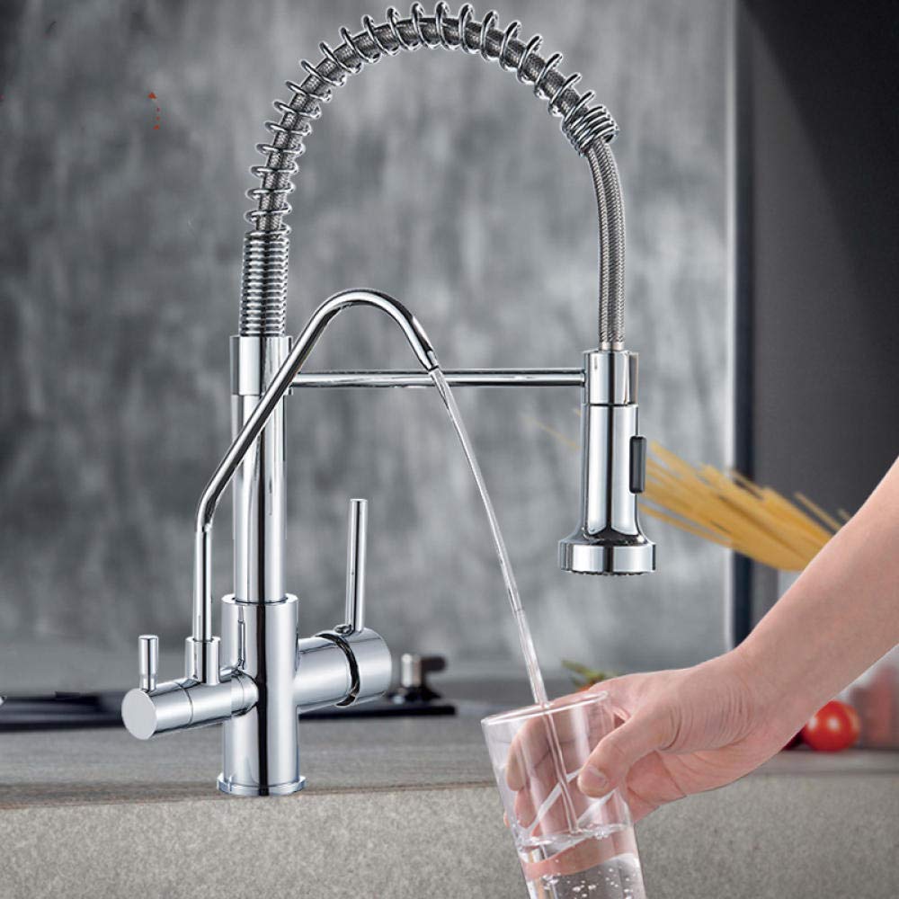 360° Rotating 3-Way Kitchen Faucet Water Filter - Pure Drinking Water Tap with Spring Design for Home & Office Use | Perfect for Cooking, Drinking, and Washing Fruits