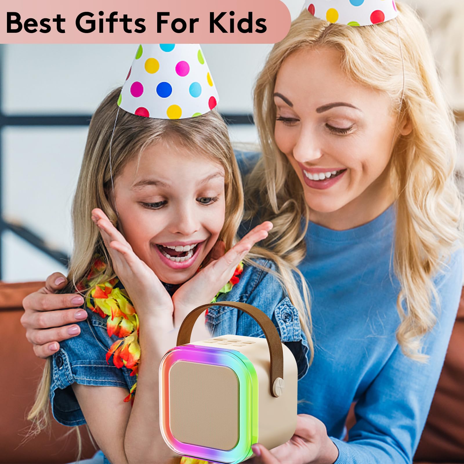 Niskite Mini Karaoke Machine with 2 Wireless Microphones - Portable Bluetooth Speaker for Kids, Teens & Adults | Perfect for Birthday Parties, Family Gatherings & Home Entertainment
