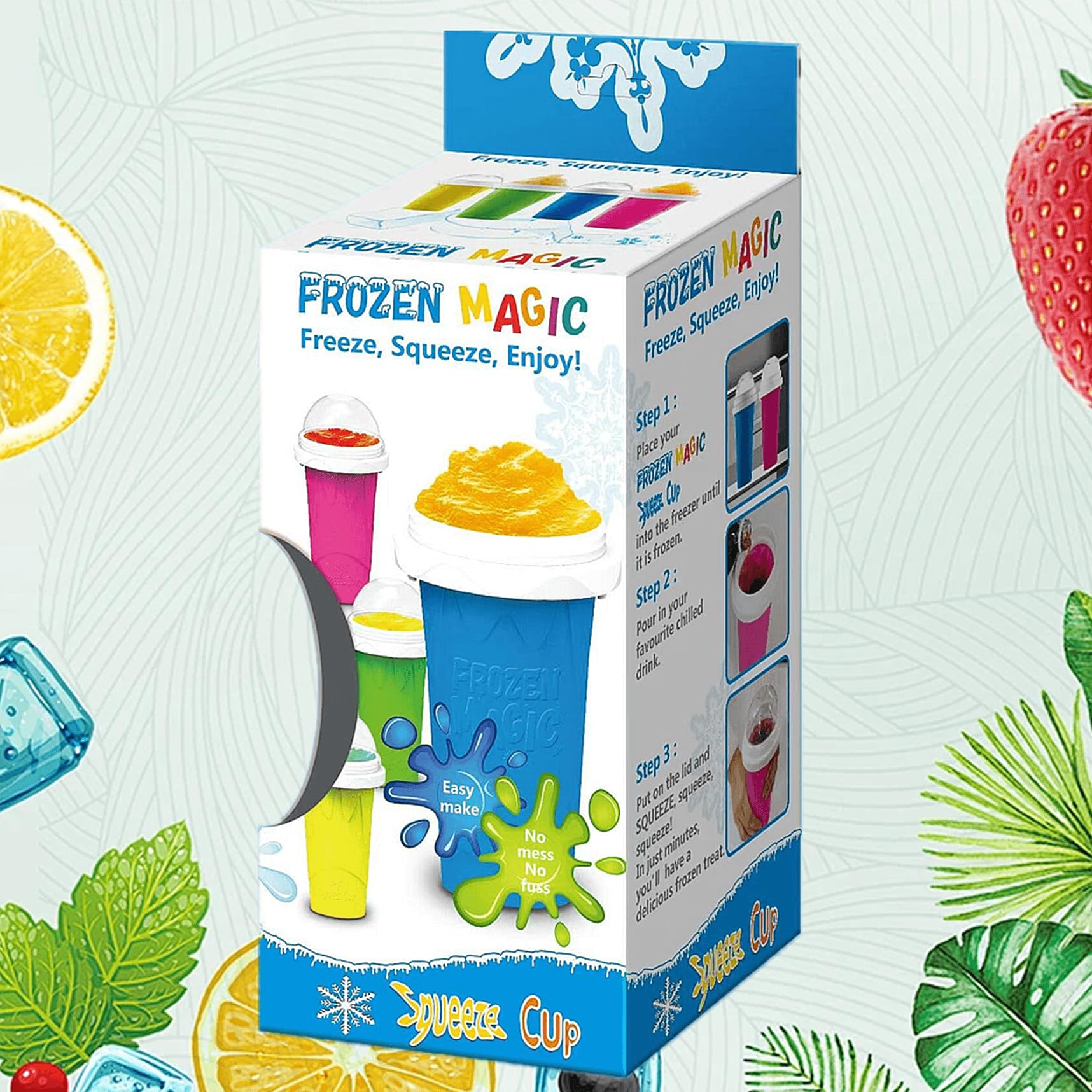 Best Slushie Maker Cup with Lid & Straw - Portable Smoothie Squeeze Cup for Kids, Friends & Family - Perfect for Milk, Juices, Ice Cream & Frozen Drinks - Great for Parties, Picnics & Summer Fun