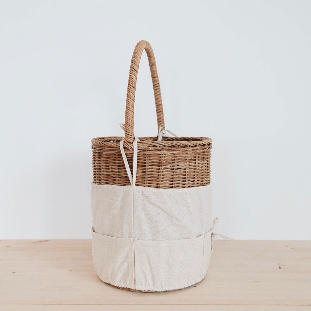 Natural Rattan Storage Basket - Handwoven Busby Basket for Home Organization, Laundry, Toys & Blankets | Eco-Friendly & Stylish Decor for Living Room, Bedroom & Nursery