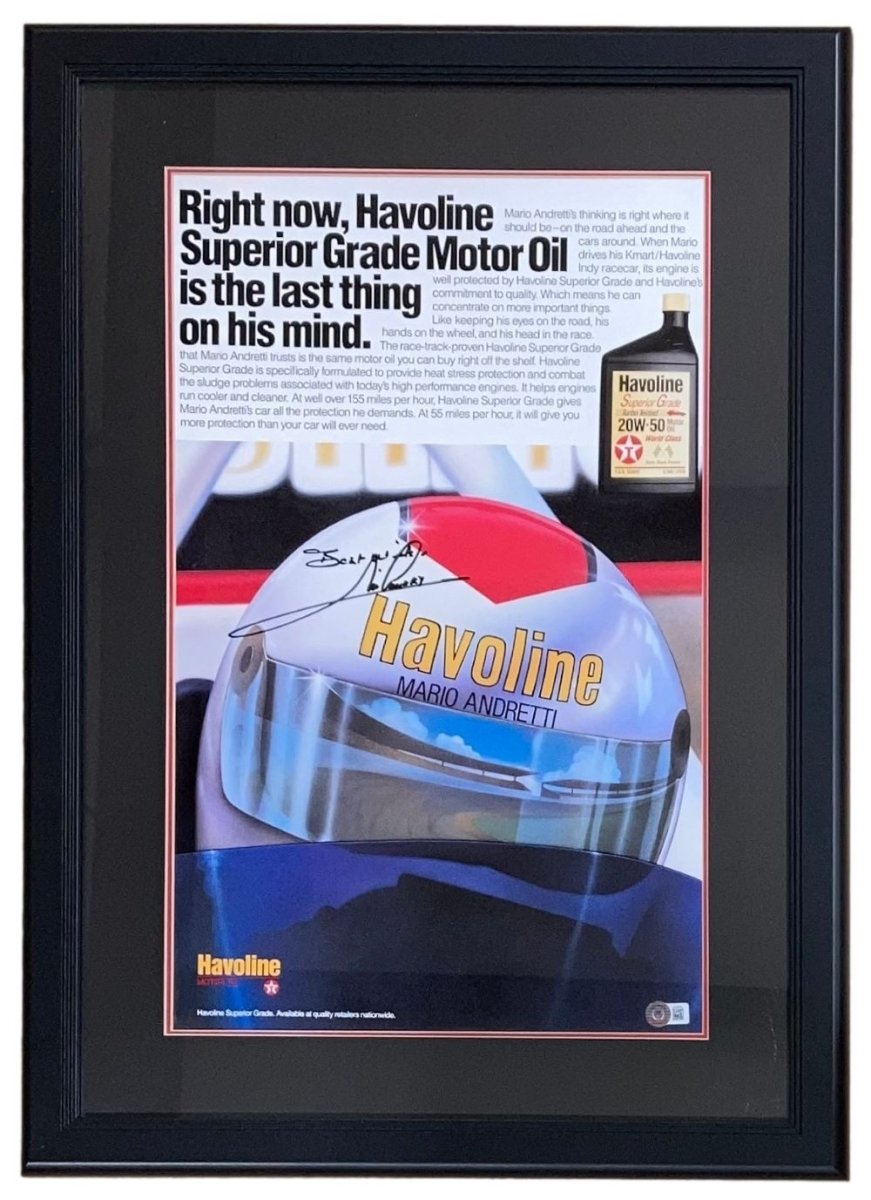Mario Andretti Autographed Framed 12x20 IndyCar Racing Photo - Limited Edition Collectible for Sports Memorabilia & Man Cave Decor