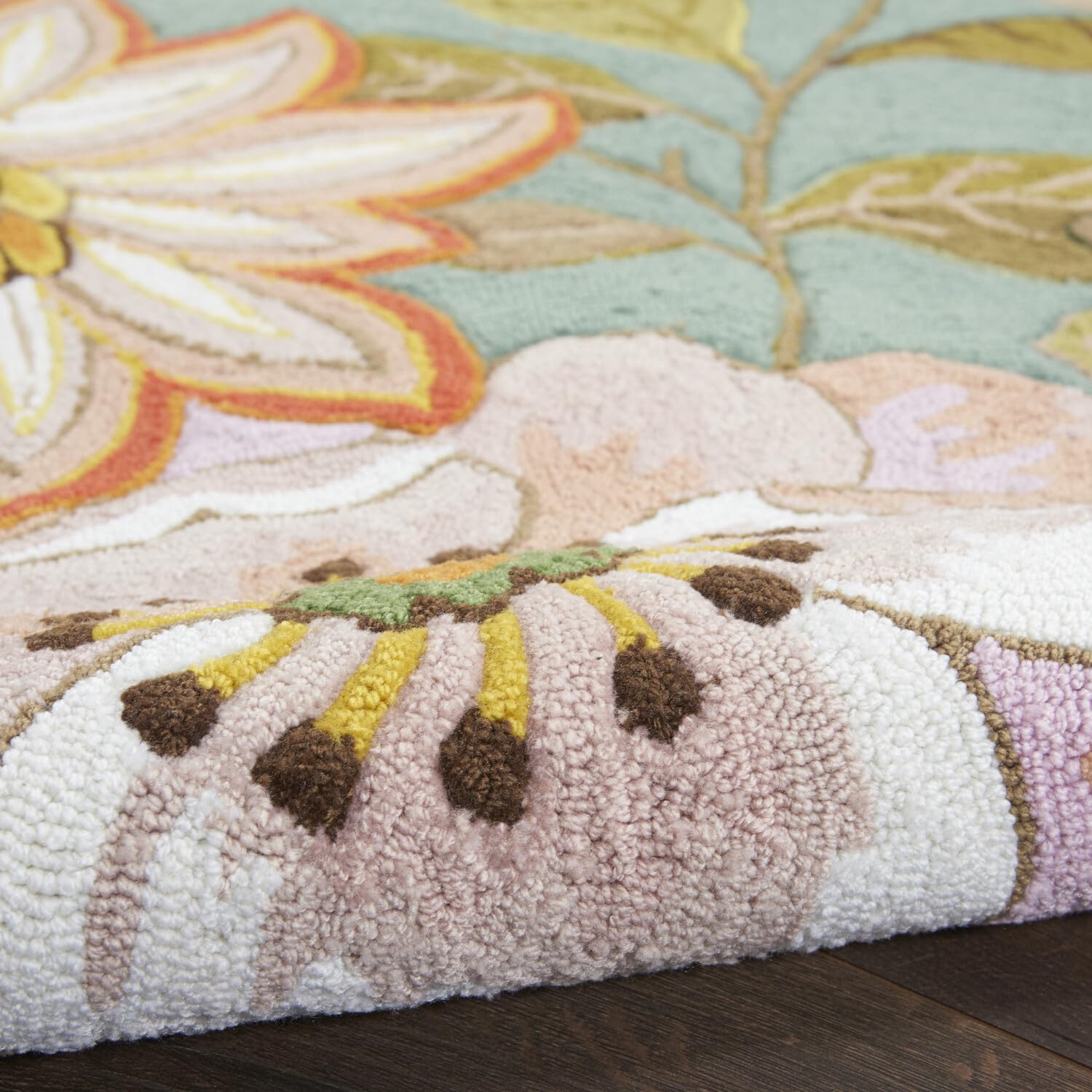 Nourison Fantasy Floral Aqua 5' x 7'6