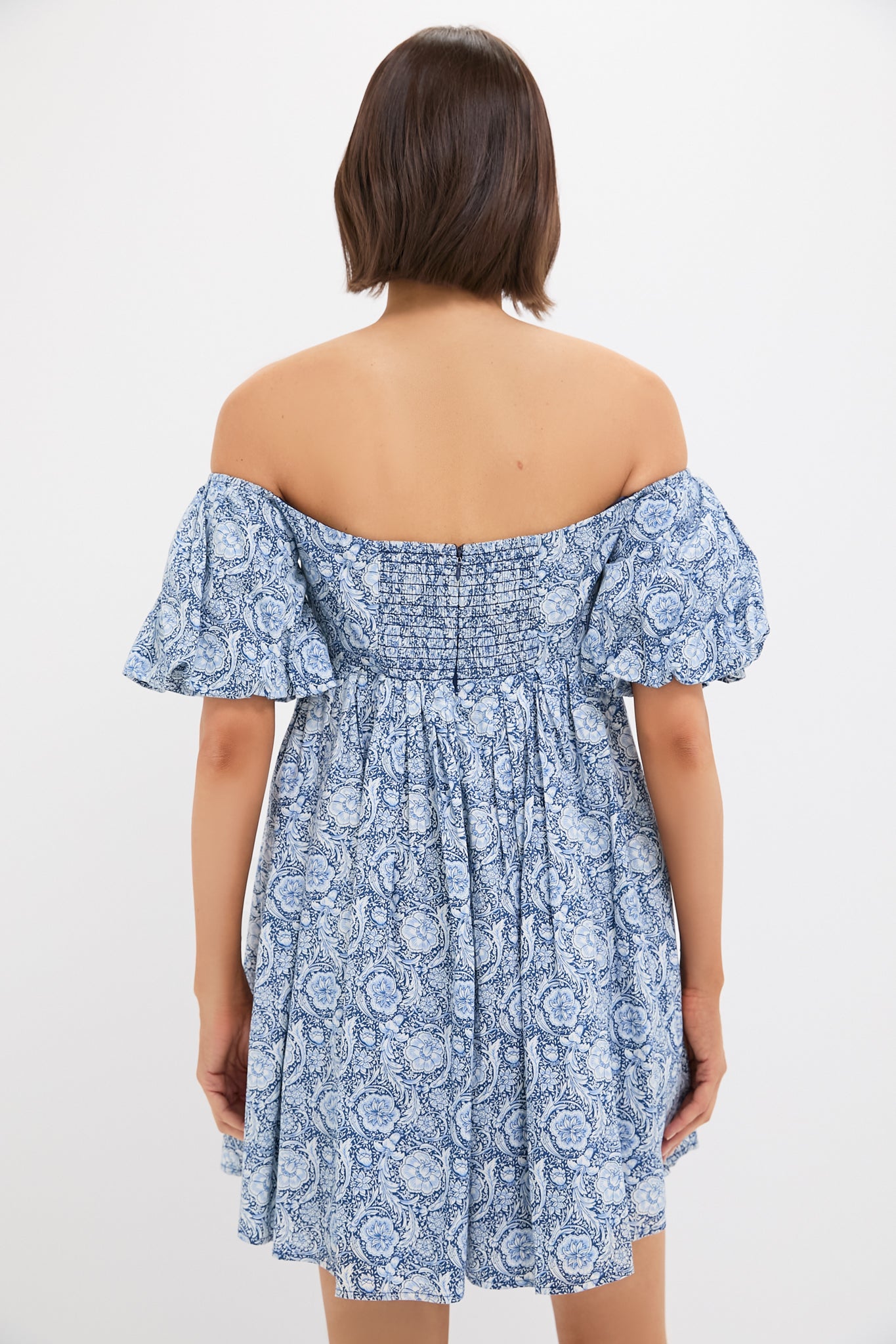Blue Medallion Floral Olympia Mini Dress - Elegant Summer Party Outfit for Women | Perfect for Weddings, Dates & Beach Vacations