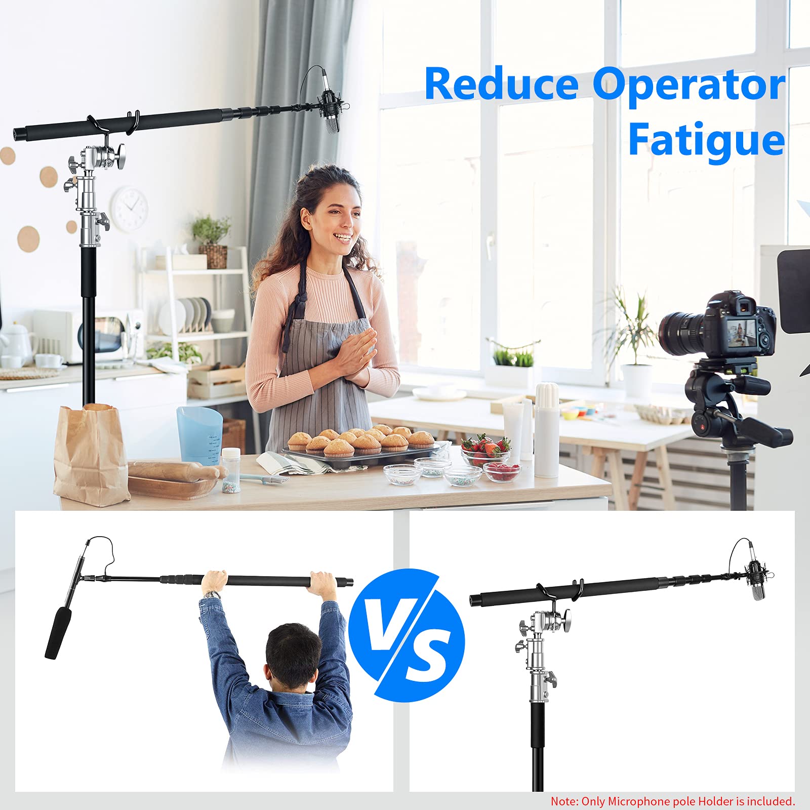 NEEWER Heavy Duty Metal Microphone Boom Arm Stand Holder - Adjustable for C-Stands & Mic Stands (Black) - Perfect for Podcasting, Studio Recording & Live Streaming
