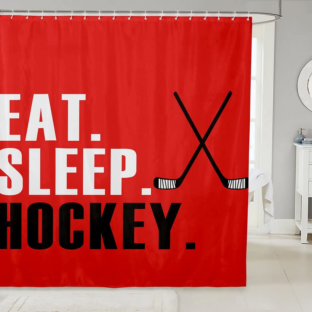 Premium Ice Hockey Themed Shower Curtain Set - 72x78 Inch Waterproof Bathroom Decor for Hockey Fans | Perfect for Bathroom, Dorm, Locker Room | NHL Inspired Sports Gift for Men & Women