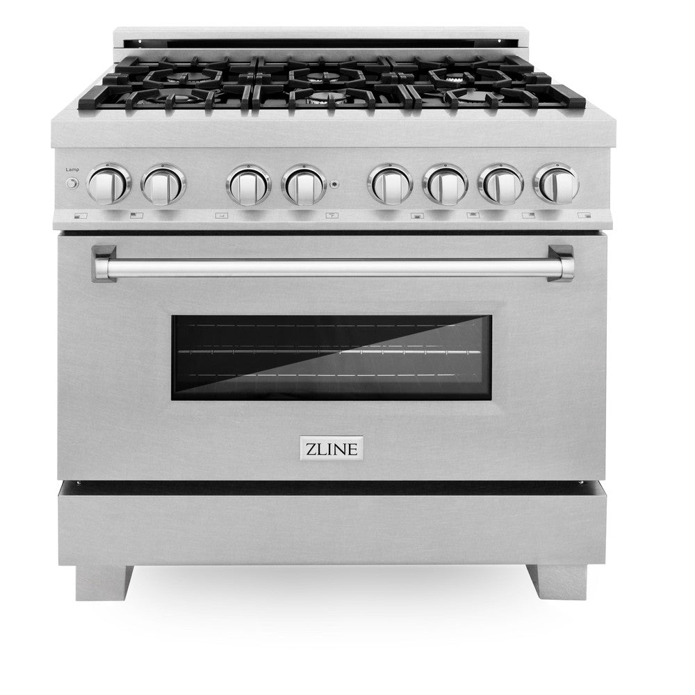 ZLINE 36 Inch Professional Kitchen Package - Stainless Steel Dual Fuel Range & Convertible Vent Hood | Perfect for Home Chefs & Modern Kitchens