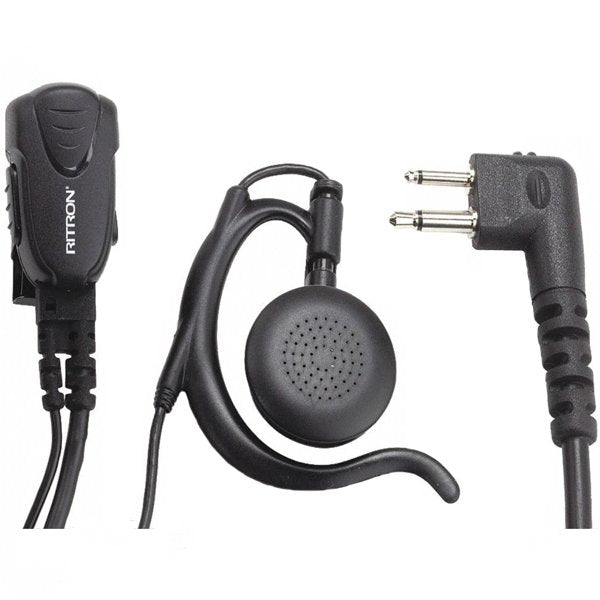 Ritron RHD 16X Lightweight Ear Loop Headset with PTT & In-Line Mic - Perfect for Security, Construction & Warehouse Communication