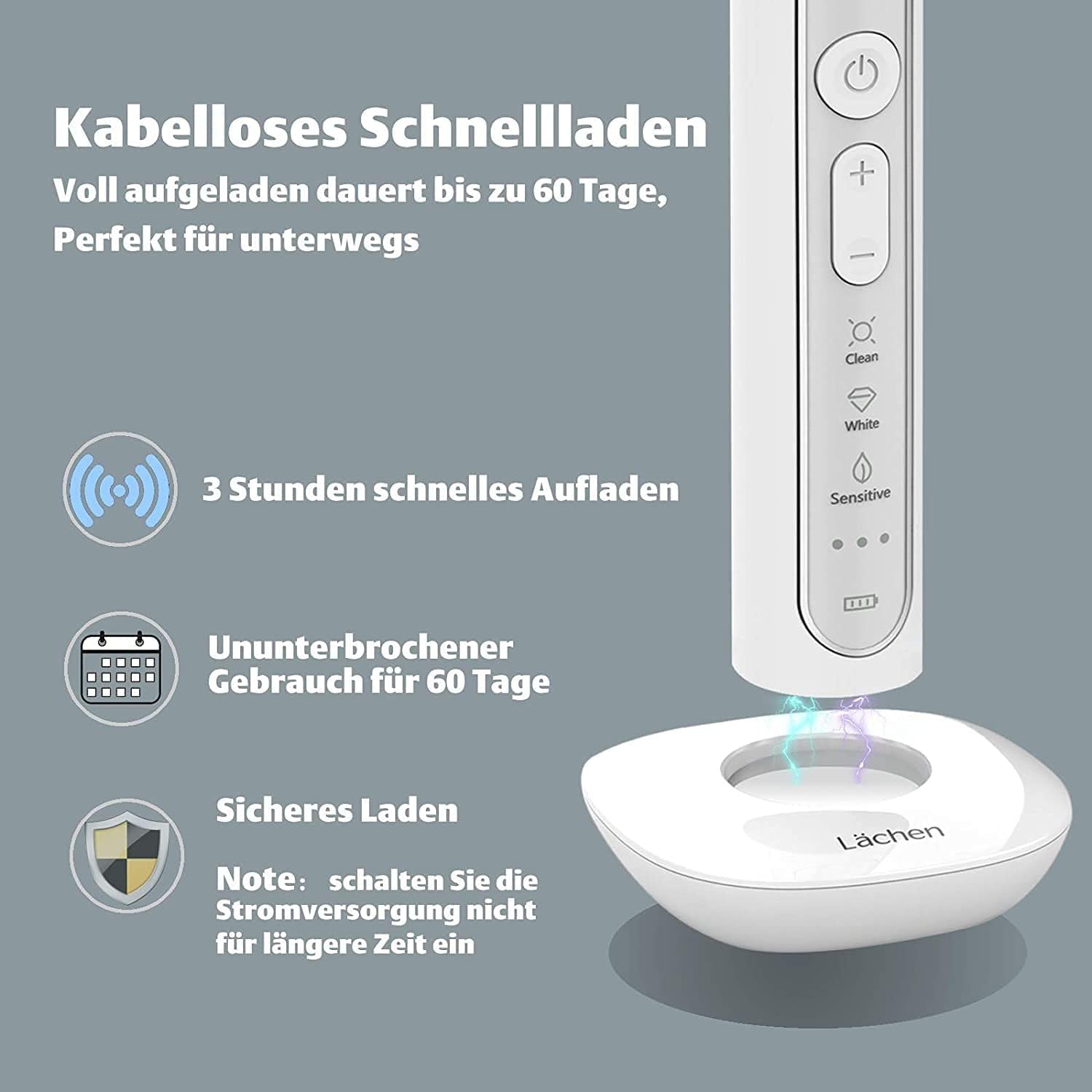 Lachen Electric Toothbrush Twin Pack RM-T8 - 2 Sonic Toothbrushes with 3 Cleaning Modes & 3 Intensity Levels, Includes 10 Replacement Brush Heads & 2 Travel Cases - Perfect for Home Use, Travel, and Family Oral Care