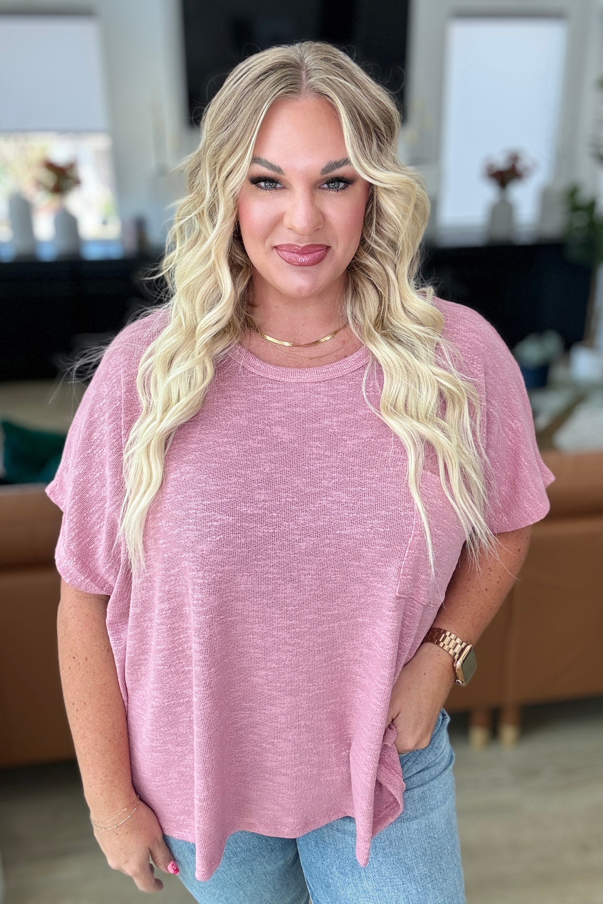 Let Light Be Light Drop Shoulder Oversized Tee in Light Rose | Soft & Comfortable Women's Casual T-Shirt | Perfect for Everyday Wear, Street Style & Layering