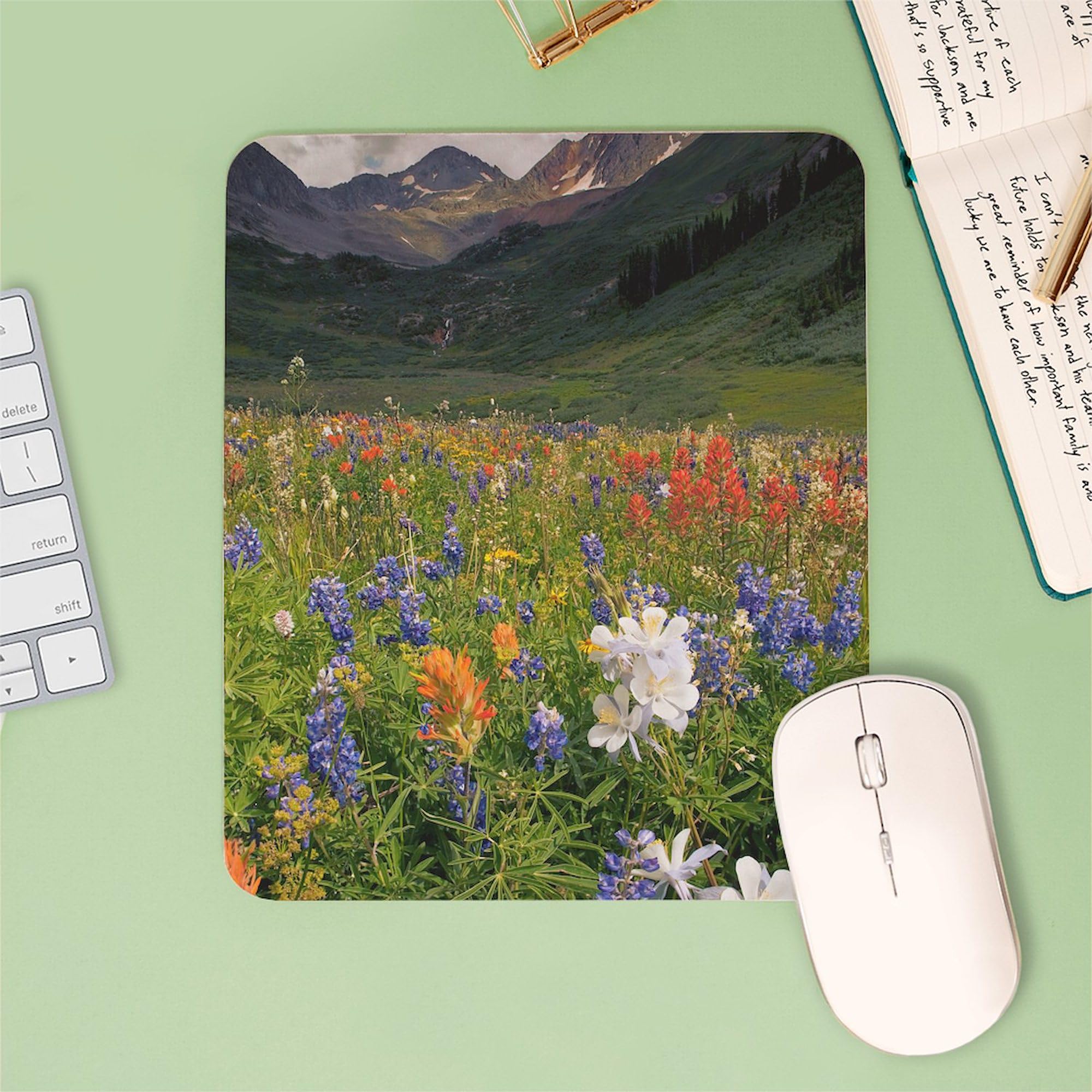 Non-Slip Rubber Gaming Mousepad with Alpine Flowers Design - Perfect for Office, Home & Gaming Setup | CafePress Rustler's Gulch Collection