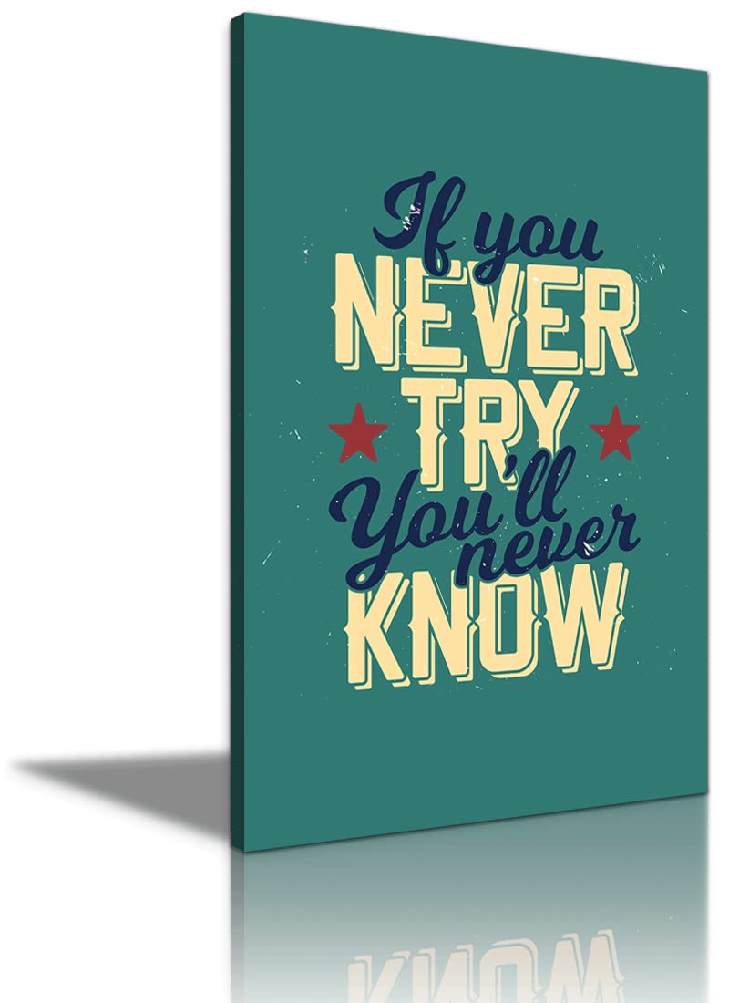 Inspirational Wall Art for Office & Home - Motivational Quote 'If You Never Try You'll Never Know' - 28x40 Inch Framed Success Poster - Perfect for Office Decor, Classroom, Nursery & Workspace Motivation