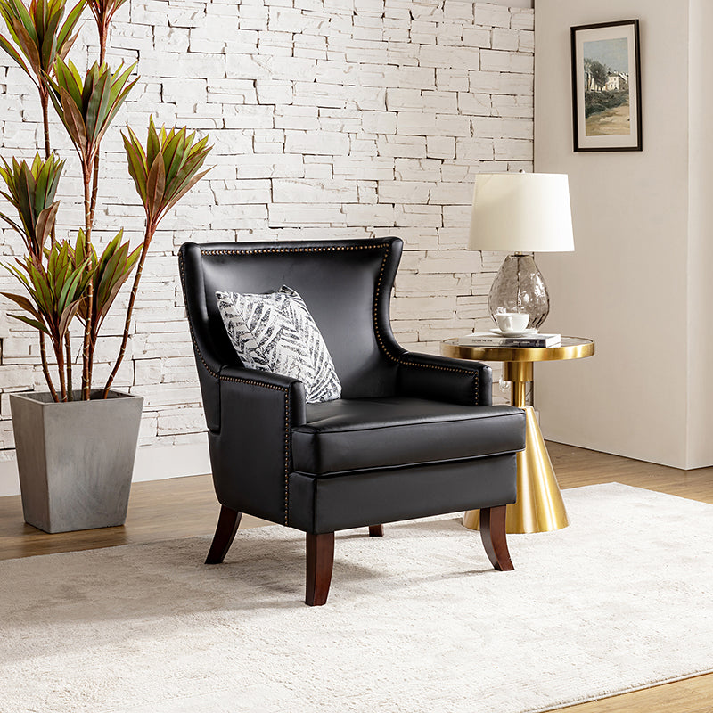 Mid Century Modern Vegan Leather Accent Armchair - Aurelia Stylish Lounge Chair for Living Room, Office & Reading Nook