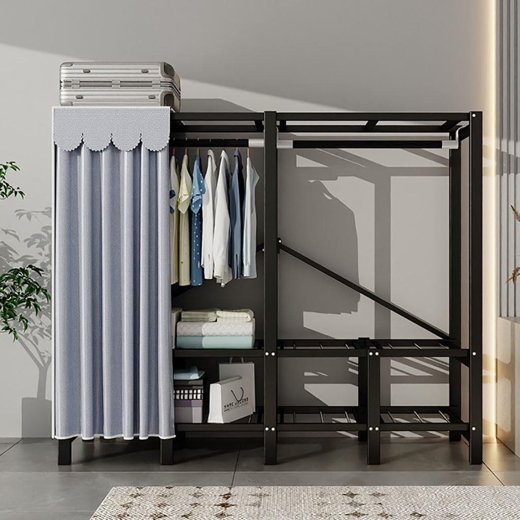 Heavy-Duty Foldable Clothing Rack with Shelf - 95 Inch Free Standing Garment Rack with Cotton Cover, 1100lb Capacity for Bedroom, Closet & Wardrobe Storage | Perfect for Home Organization, Laundry Room, Dorm & Portable Closet Solutions