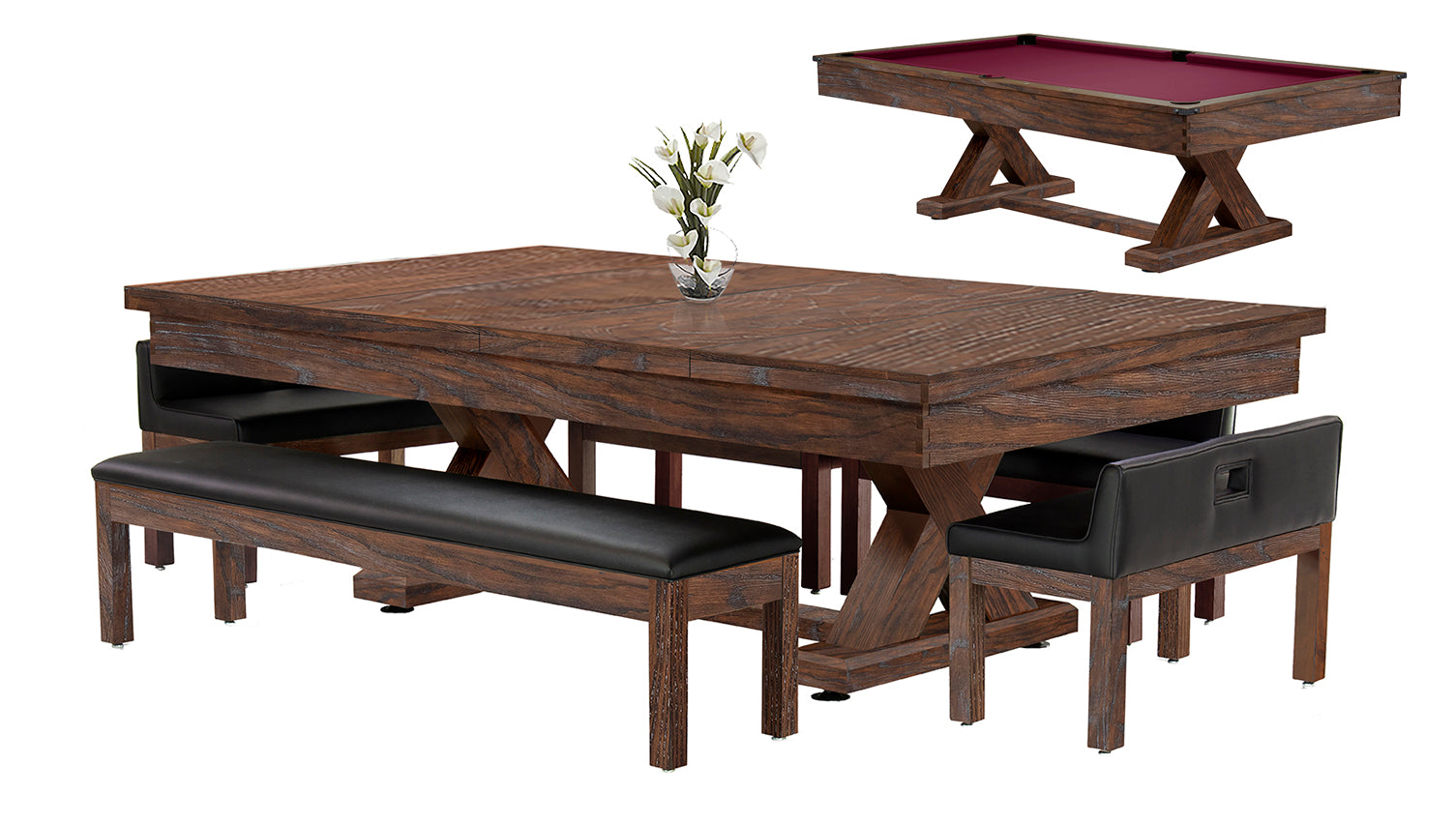 7 Ft Cumberland Pool Table with Dining Top - Convertible Game & Dining Table for Home, Bar, or Game Room Entertainment