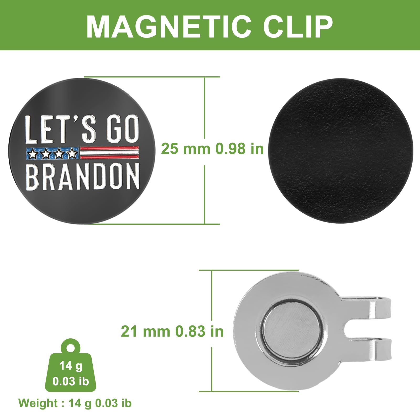 ZZHAO Magnetic Golf Ball Marker with Hat Clip - 25mm Funny Golf Accessories for Men | Perfect Golf Gifts & Tournament Essentials