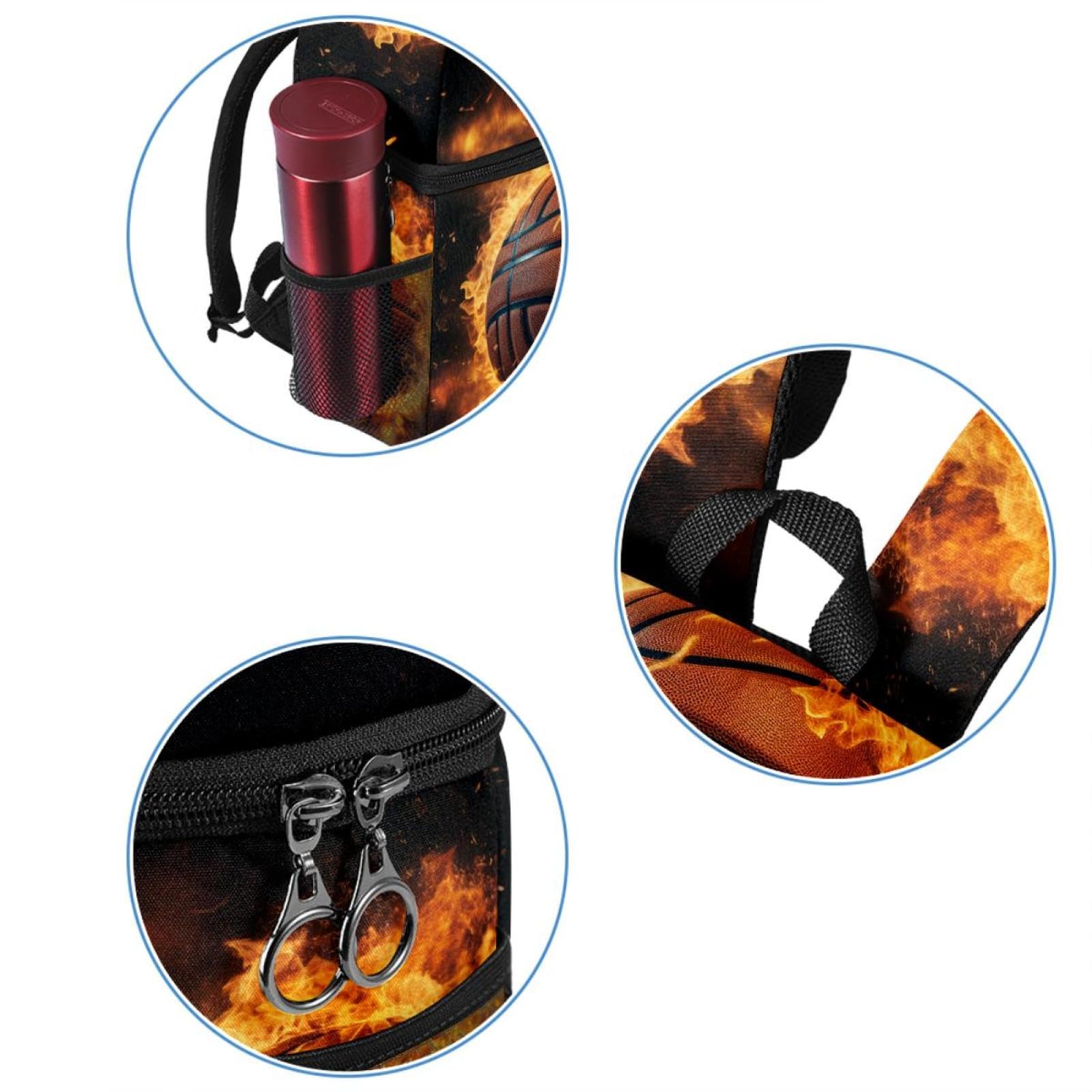 Stylish Travel Backpacks for Women & Men - Waterproof Flame Retro Basketball Backpack for Hiking, Gym, School & Work