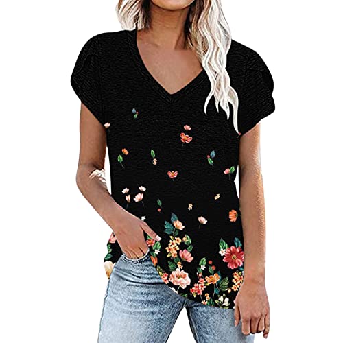 Trendy Floral V-Neck T-Shirt for Women - Summer Casual & Dressy Wear