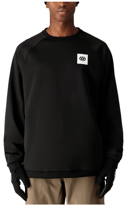 686 Bonded Fleece Crewneck Sweatshirt for Men 2025 - Soft & Warm Winter Pullover - Black - Perfect for Outdoor Activities & Casual Wear