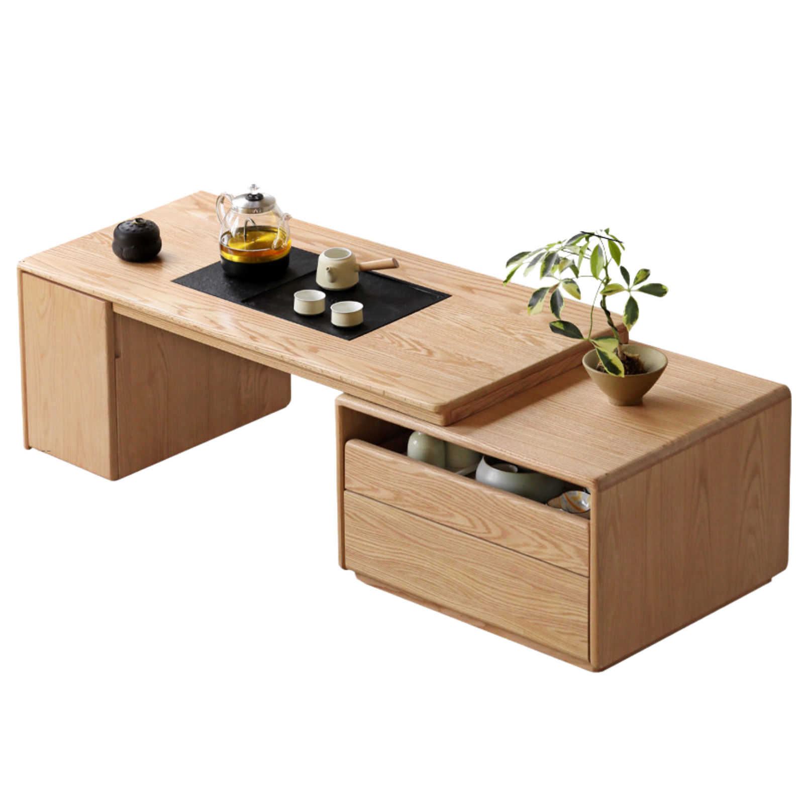 47.2-68.1x22x17.7 inch / 120-173.5x56x45 cm / natural wood color / telescopic tea table