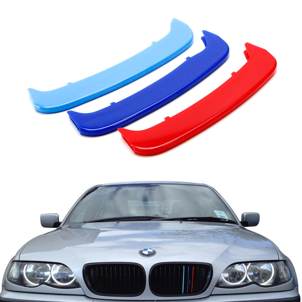 BMW E46 3 Series Sedan (2002-2005) M Color Grille Insert Trims with 11 Beams - Front Bumper Upgrade for Enhanced Style & Performance