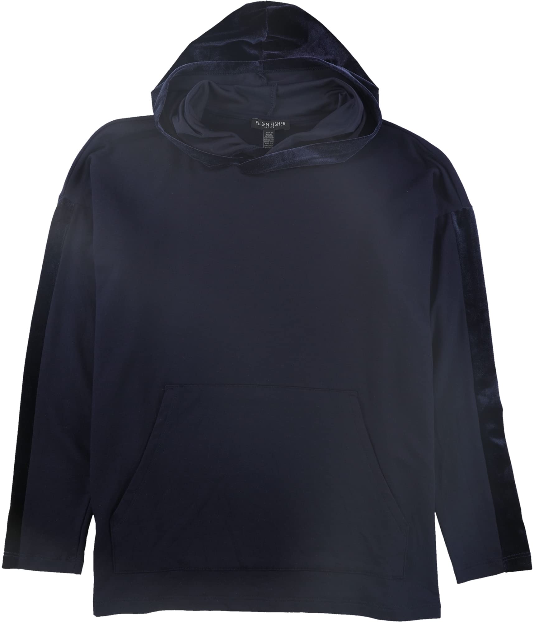 Eileen Fisher Women's Velvet Trim Hoodie Sweatshirt - Soft Cozy Pullover for Casual Wear & Lounge Comfort