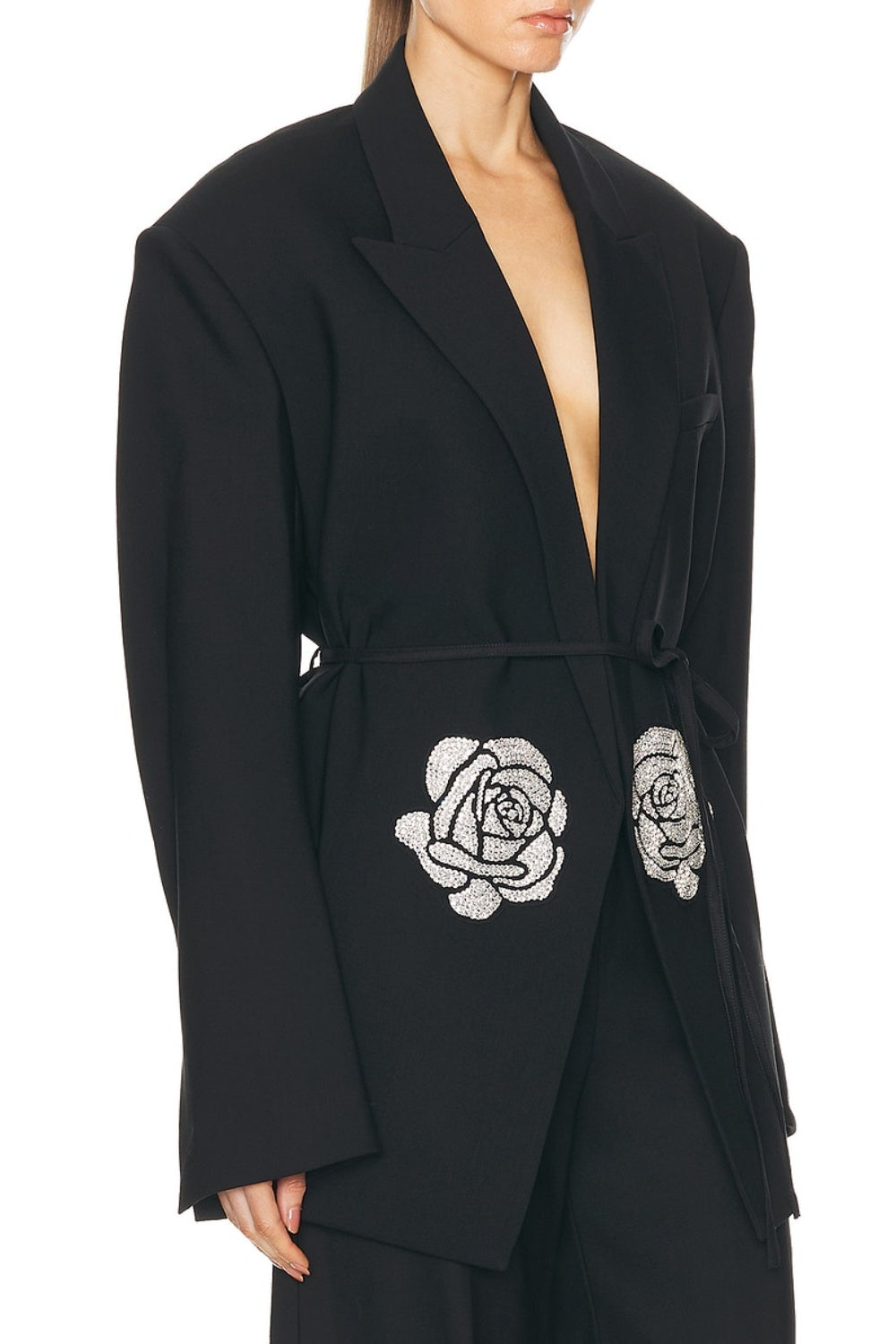 Elegant Griselda Rose Rhinestone Blazer for Women - Sparkling Party Jacket for Evening Events, Weddings & Special Occasions
