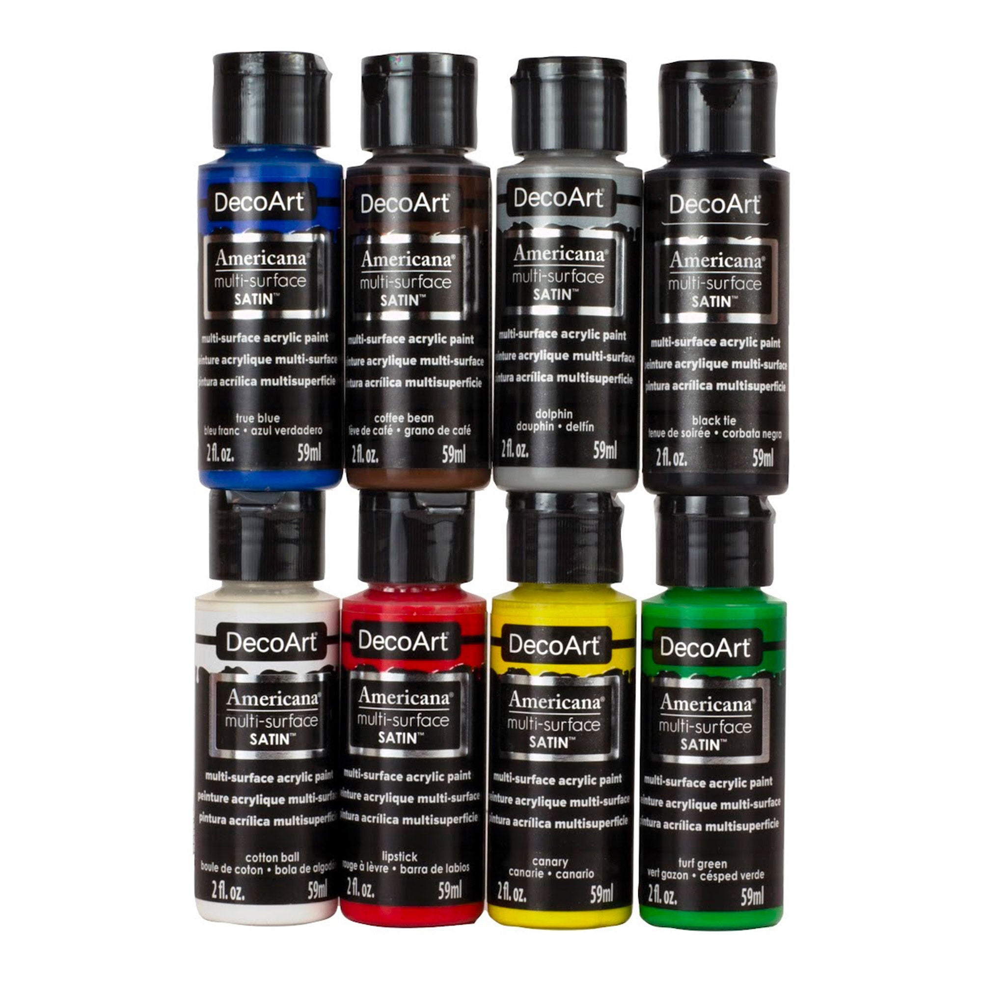8 Pack Americana Multi-Surface Acrylic Paint Set - Satin Finish for Walls, Wood, Fabric & Crafts - Perfect for DIY Home Decor, Furniture Painting & Art Projects