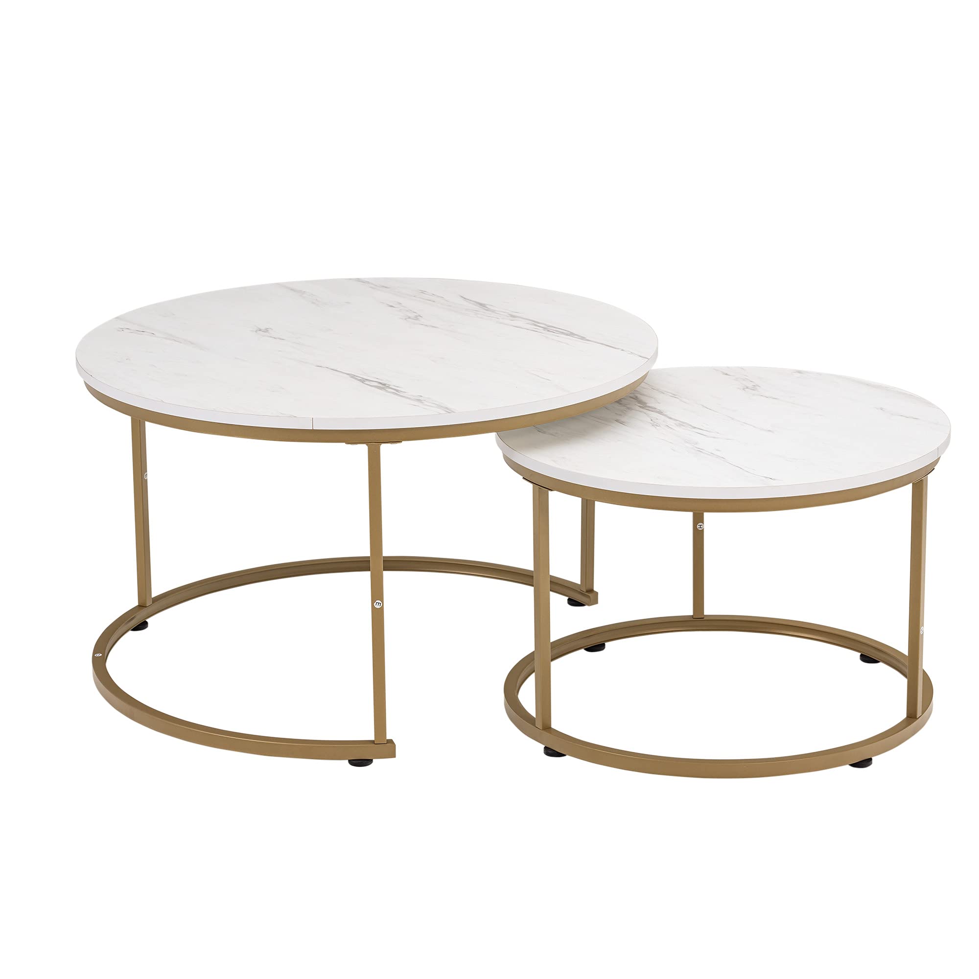 2-Piece Nesting Coffee Table Set - Industrial Wood Finish & Powder Coated Metal Frame - Stackable Side Tables for Living Room, Bedroom, or Office - Modern Accent Furniture for Small Spaces
