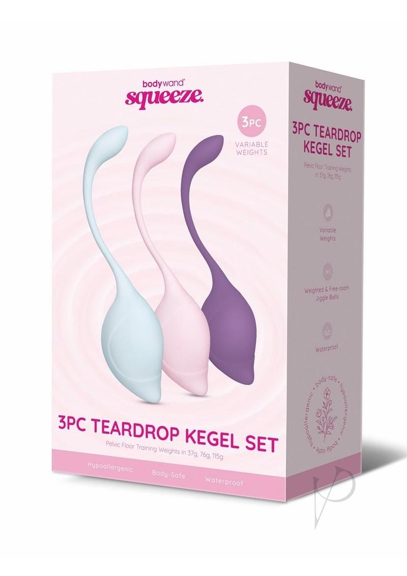 Bodywand Squeeze Teardrop Silicone Kegel Exercise Set - 3 Piece (37g & 115g Weights) for Pelvic Floor Muscle Training - Perfect for Postpartum Recovery & Women's Health