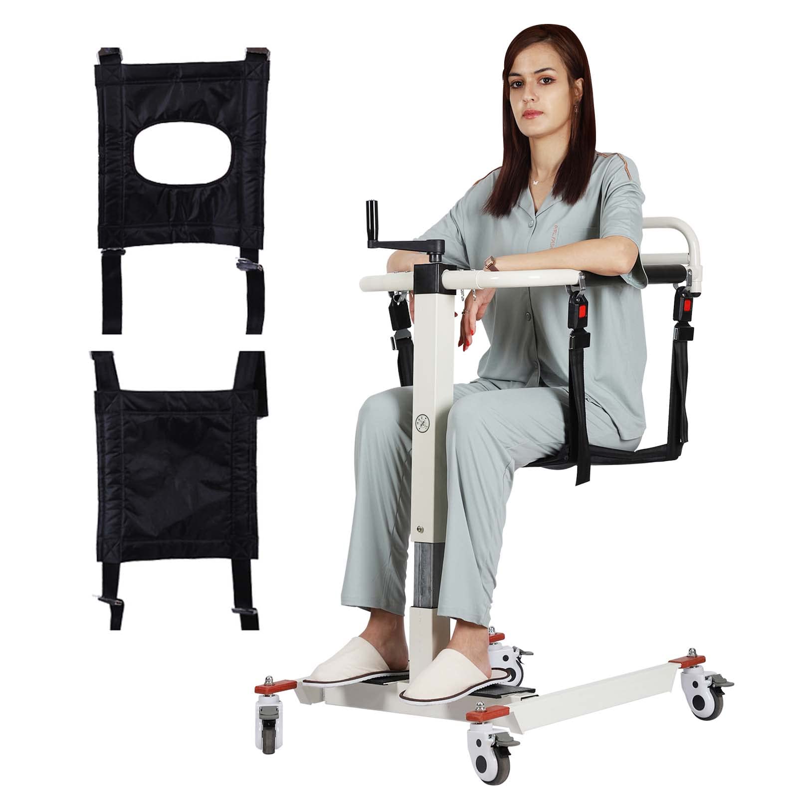 **Adjustable Height Patient Transfer Lift Wheelchair with Toilet Seat - Portable Shower & Car Lift for Elderly & Disabled - Home Use for Bed to Toilet Mobility Assistance**