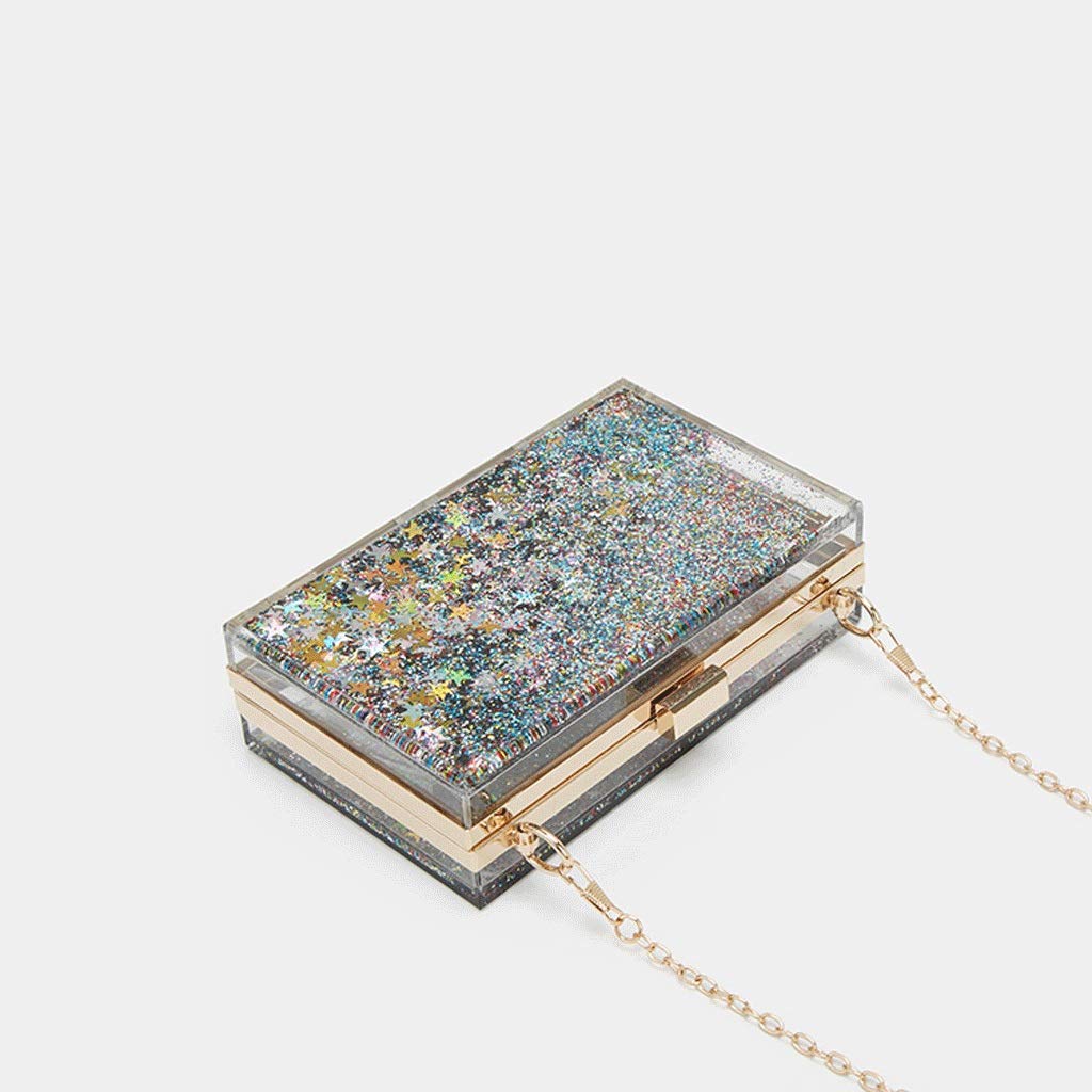 **XJJZS Clear Acrylic Clutch Purse for Women - Transparent Crossbody Bag with Chain Strap, Stadium Approved for Concerts & Evening Events (Color: B) - Perfect for Sports Games, Night Out & Special Occasions**