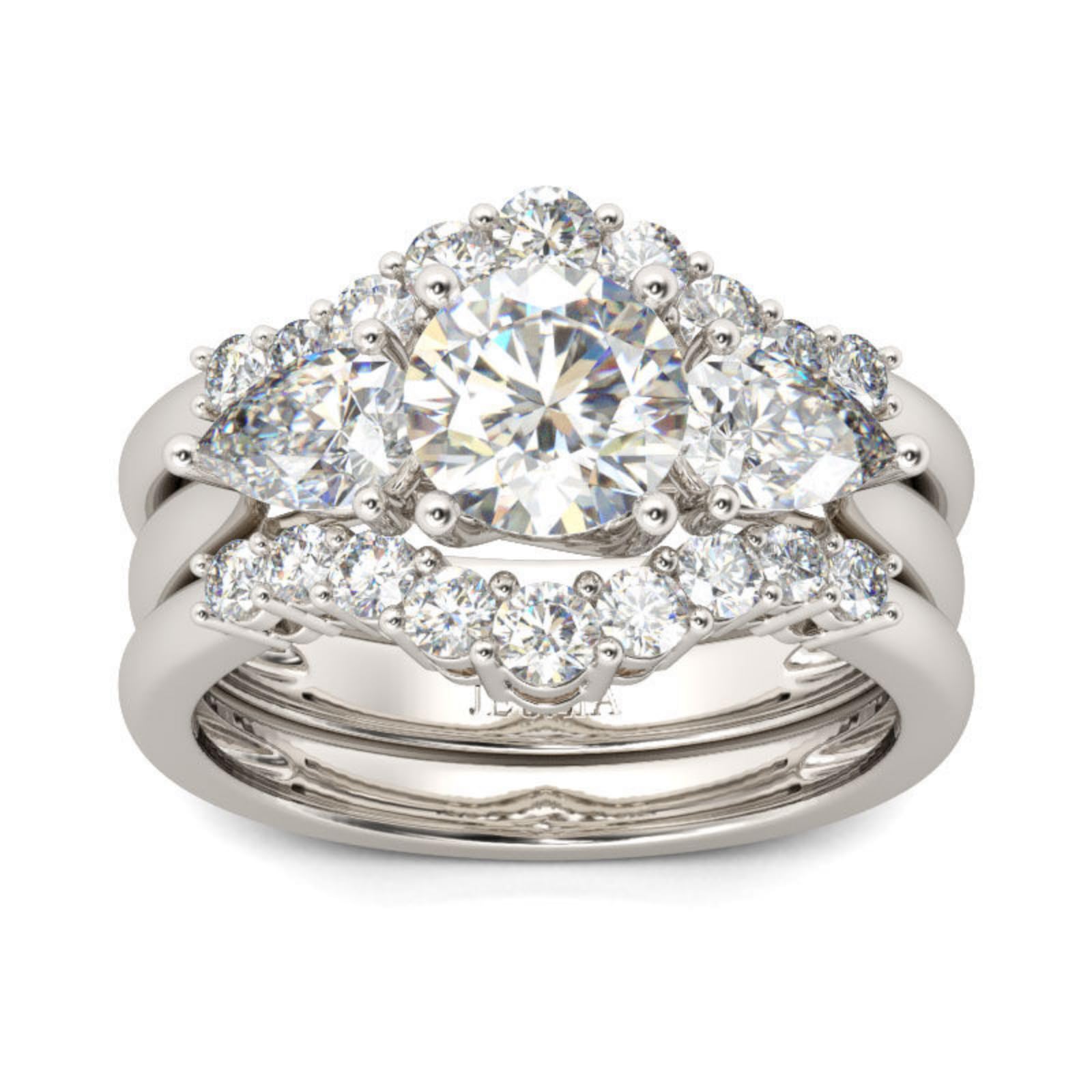 Jeulia 3-Stone Round Cut Sterling Silver Ring Set for Women - Anniversary, Birthday Gift for Wife & Girlfriend with Elegant Jewelry Box | Perfect for Proposals, Engagements & Special Occasions