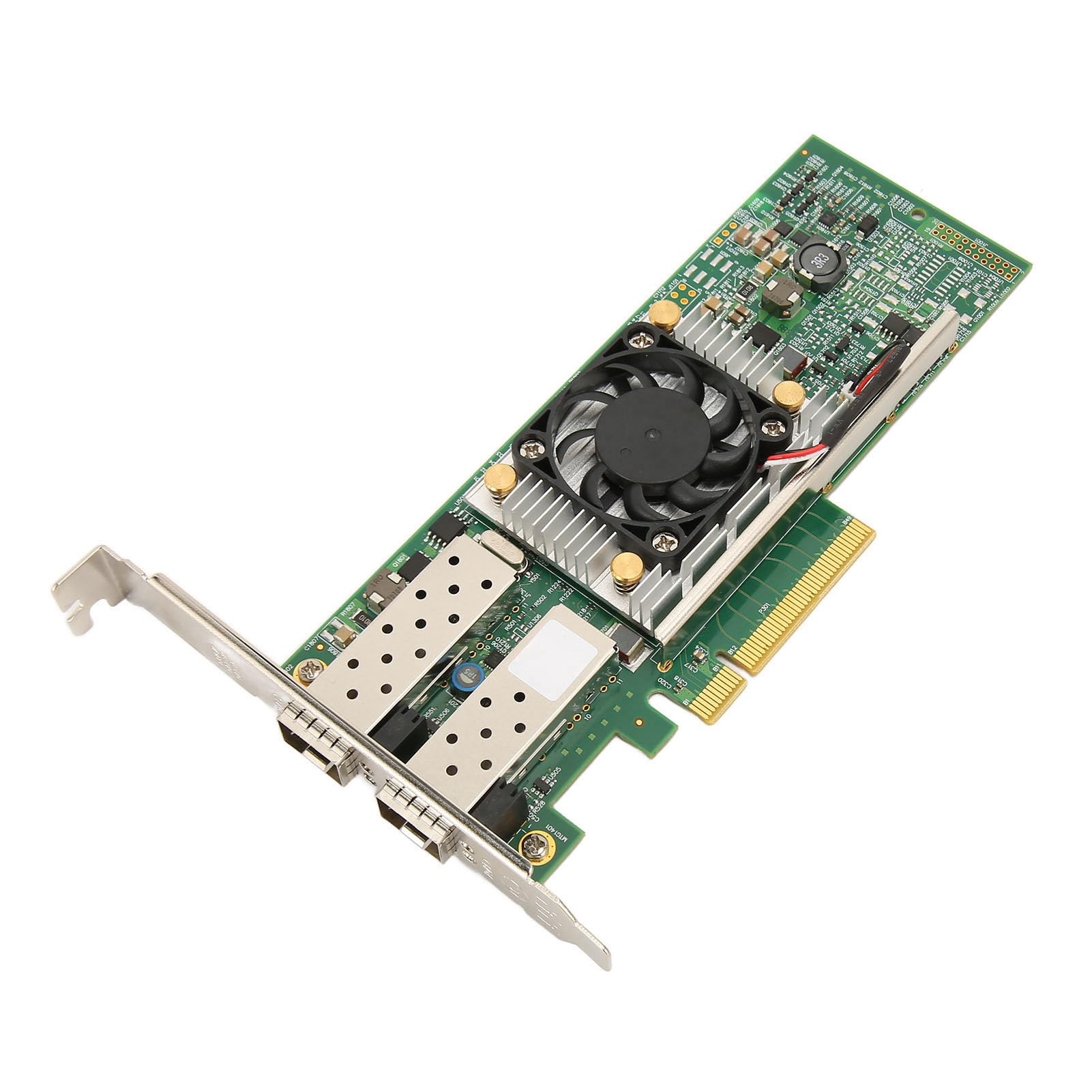 Jectse Dual Port SFP PCIe X8 10Gbps Ethernet Network Adapter Card with Cooling Fan - High-Speed Converged Network Solution for Servers, Workstations & Data Centers - Perfect for Cloud Computing, Virtualization & High-Performance Networking
