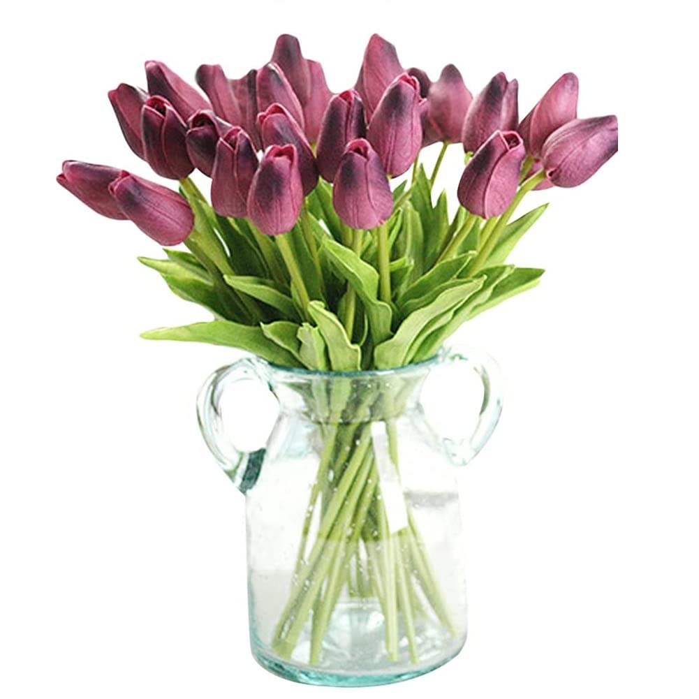 30PCS Real-Touch Artificial Tulip Flowers - PU Fake Tulips Bouquet for Home Decor, Wedding Centerpieces, Party Table Arrangements - Perfect for Spring Decor, Bridal Showers & DIY Floral Projects