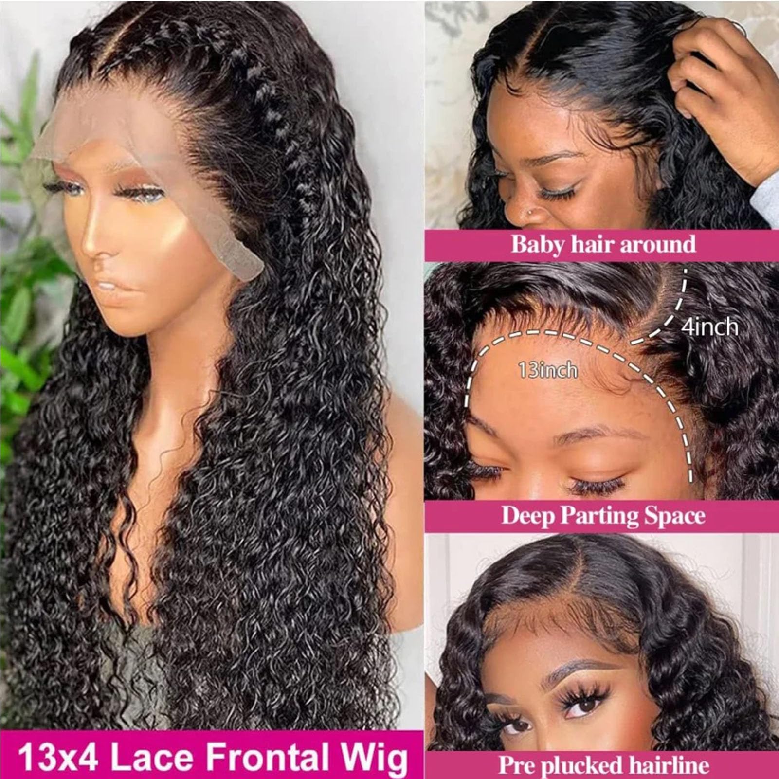 250% Density 13x4 Deep Wave Lace Front Wigs Human Hair - HD Transparent Deep Curly Lace Frontal Wig for Black Women - Pre Plucked Curly Wave Lace Front Wig (Natural Color, 22inch) - Perfect for Daily Wear, Special Occasions & Protective Styling
