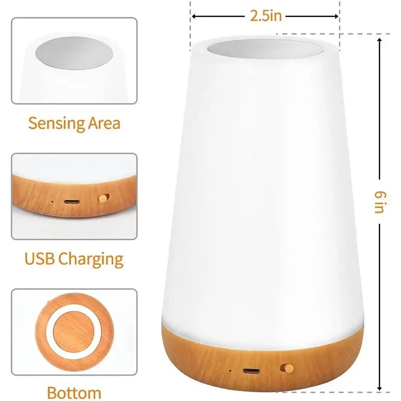 OYO Rechargeable Bedside Lamp - USB Touch Control Night Light with 3 Brightness Levels, Perfect for Bedroom, Nursery, Reading & Power Outages