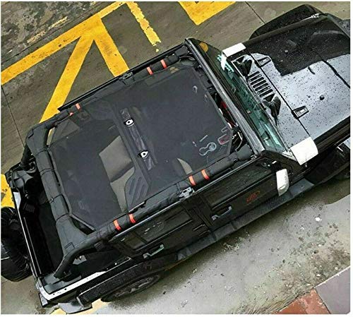 Sun Shade Bimini Top for Jeep Wrangler JK JKU Unlimited (2007-2018) - UV Protection Convertible Soft Top Cover for 4-Door Models - Perfect for Beach, Off-Road & Summer Driving