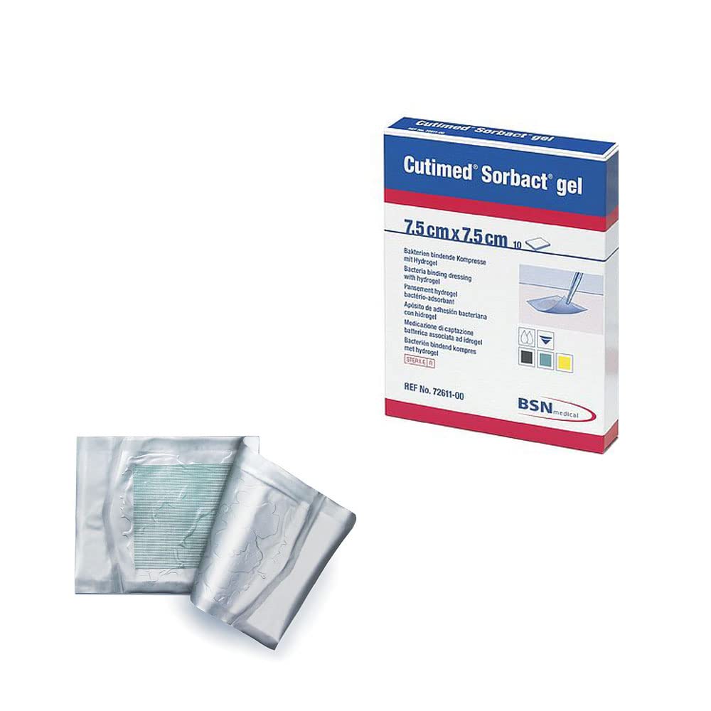 BSN Medical Cutimed Sorbact Gel Dressing - 7.5x7.5cm (10 Pack) | Advanced Wound Care for Chronic & Surgical Wounds | Ideal for Diabetic Ulcers, Pressure Sores & Post-Op Care