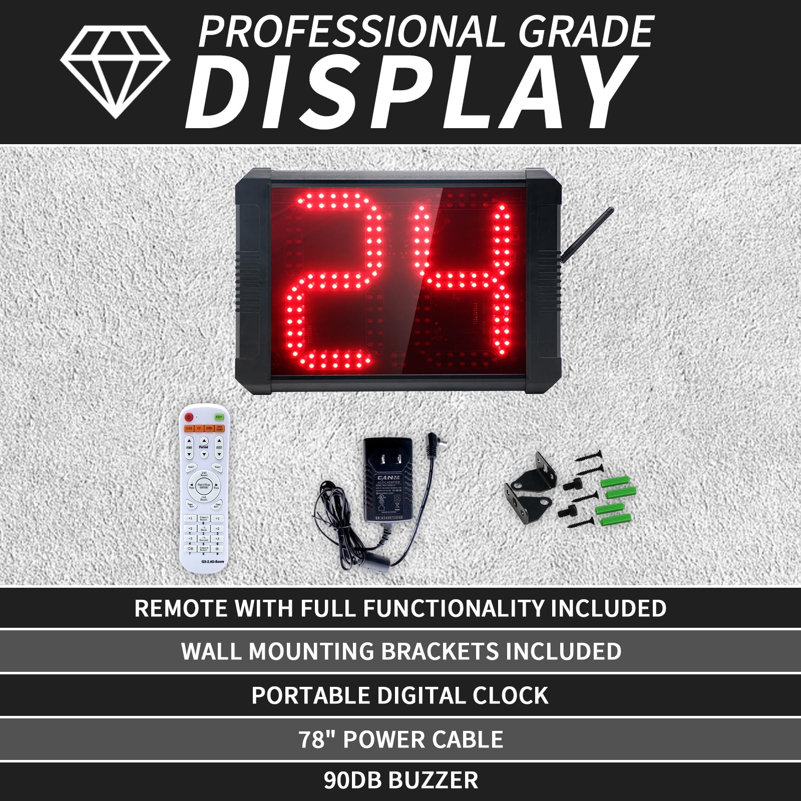 Basketball Shot Clock Timer - 12/24/25/30/35/40/60 Seconds Countdown Timer with Loud Buzzer | Portable Digital Sports Timer for Basketball, Volleyball, Soccer & Training | Perfect for Coaches, Gyms & School Sports