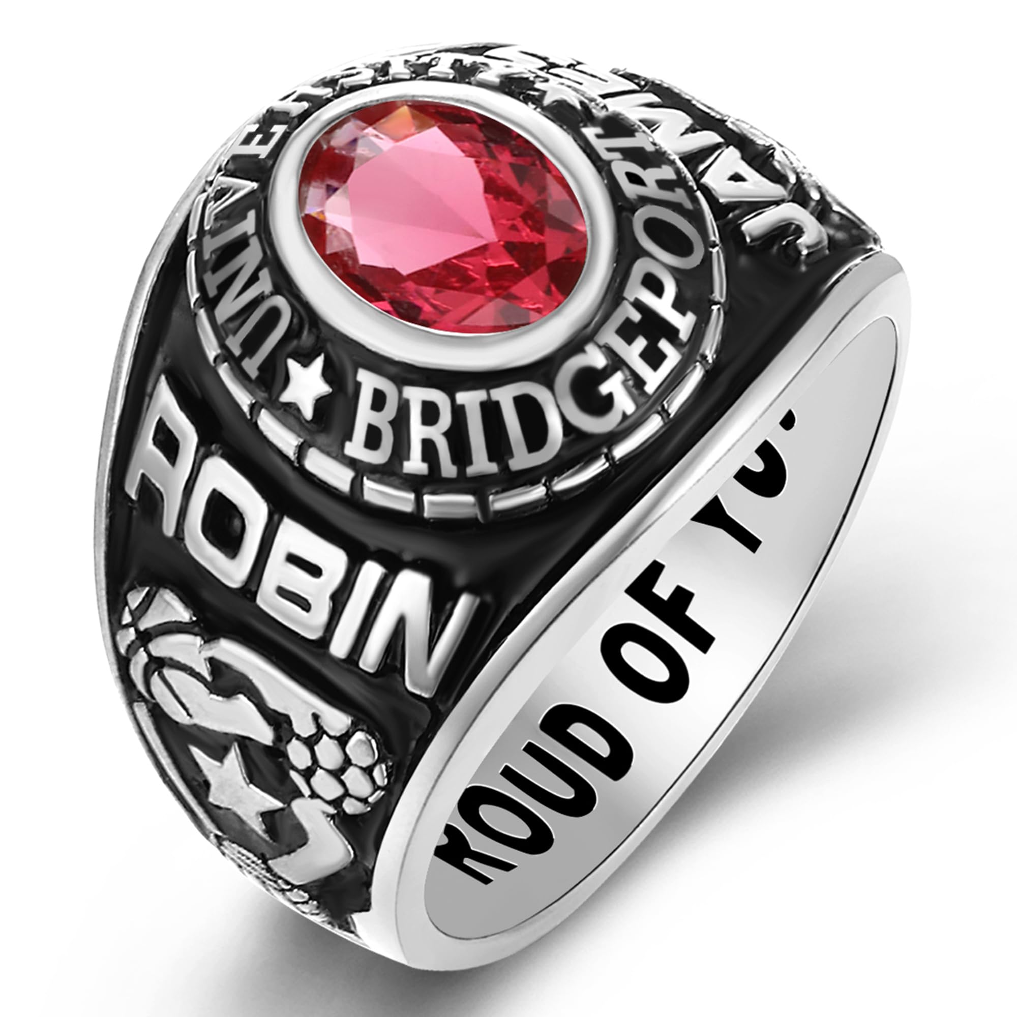 Personalized Custom Class Rings for Men & Women - 10KT Gold, Sterling Silver, Birthstone Options - High School Graduation Rings (Sizes 5-15) - Perfect for Commencement Gifts, Alumni Reunions & School Spirit Events